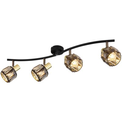 Globo Lighting Indiana lampa podsufitowa 4x40W czarny mat/złoty/przydymiony 54357-4B