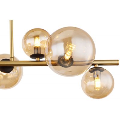 Globo Lighting Riha lampa podsufitowa 9x3,5W czarny mat/złoty mat/szkło bursztynowe 56135-9D