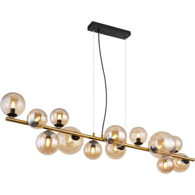 Globo Lighting Riha lampa wisząca 13x3,5 cm czarny mat/mosiądz mat/szkło bursztynowe 56135-13H