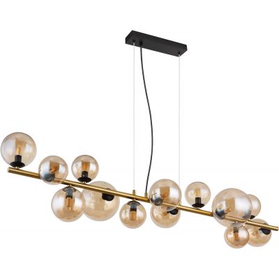 Globo Lighting Riha lampa wisząca 13x3,5 cm czarny mat/mosiądz mat/szkło bursztynowe 56135-13H