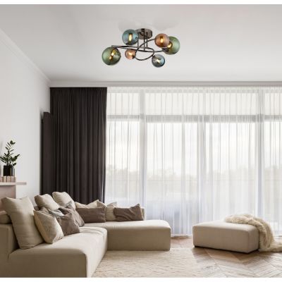 Globo Lighting Riha lampa wisząca 6x3,5 W zielona-przydymiona-niebieska-szary/popielaty 56142-6D