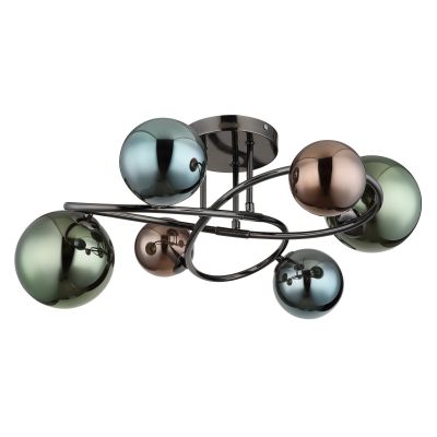 Globo Lighting Riha lampa wisząca 6x3,5 W zielona-przydymiona-niebieska-szary/popielaty 56142-6D