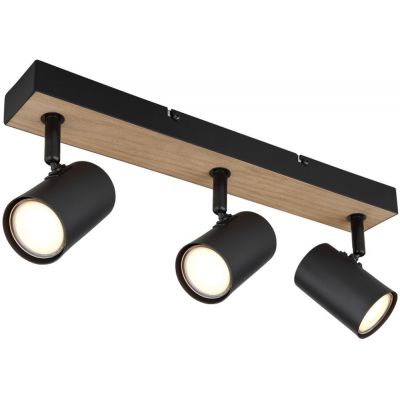 Globo Lighting Robby lampa podsufitowa 3x35W czarny mat/imitacja drewna 57911-3BW