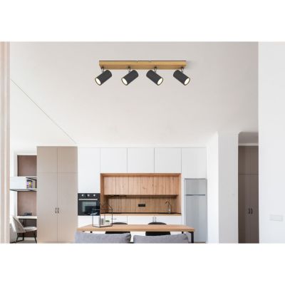 Globo Lighting Robby lampa podsufitowa 4x35W grafit/drewno 57911-4G