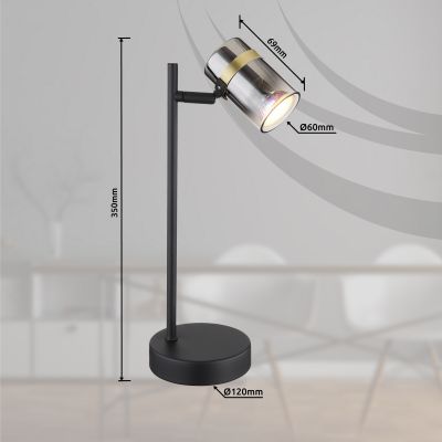 Globo Lighting Trabby lampa biurkowa 1x8 W czarna-mosiądz-przydymiona 57916T