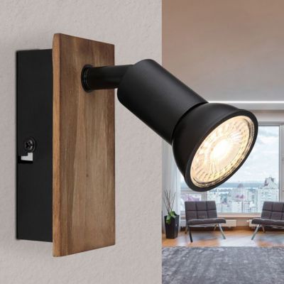 Globo Lighting Drew kinkiet 1x35W czarny mat/drewno 57998-1W