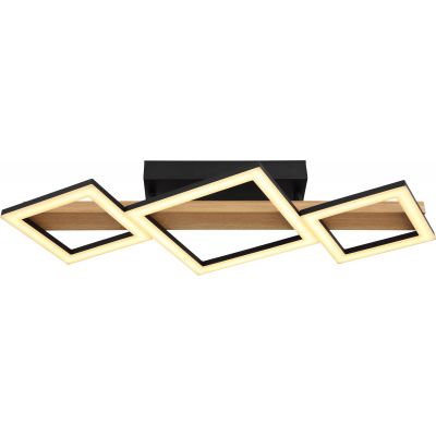 Globo Lighting Dustin lampa podsufitowa 3x29W czarny mat/drewno 67288D1