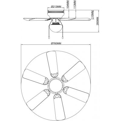 Globo Lighting Ugo lampowentylator podsufitowy 1x60 W biała-szara-nikiel 0307W