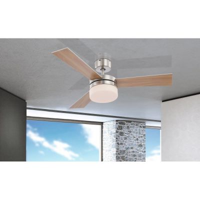Globo Lighting Alana lampowentylator podsufitowy 2x40 W biała-chrom-drewno 0333