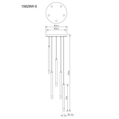 Globo Lighting Ryan lampa wisząca 5x4 W biała 15629W-5