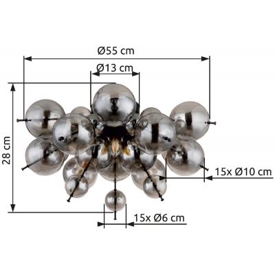 Globo Lighting Udo lampa podsufitowa 3x25 W czarna-przydymiona 15633DS