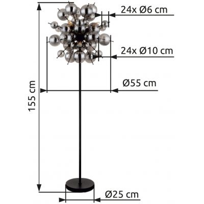 Globo Lighting Udo lampa stojąca 6x25 W czarna-przydymiona 15633SS