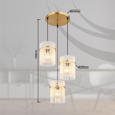 Globo Lighting Gorley lampa wisząca 3x60 W biała-czarna-złota 15698-3HRM