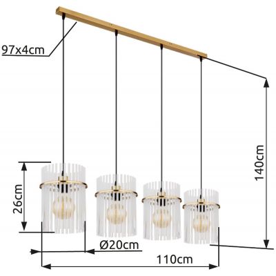 Globo Lighting Gorley lampa wisząca 4x60 W biała-czarna-złota 156983HRM