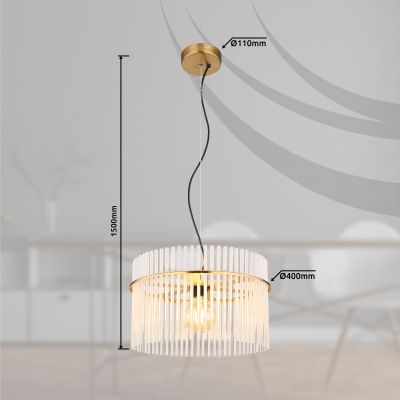 Globo Lighting Gorley lampa wisząca 1x60 W biała-przezroczysta-złota 15698HM