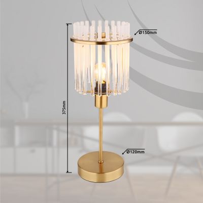 Globo Lighting Gorley lampa stołowa 1x40 W biała-przezroczysta-złota 15698TM