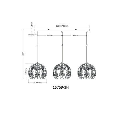 Globo Lighting Mika lampa wisząca 3x25 W czarna 15759-3H