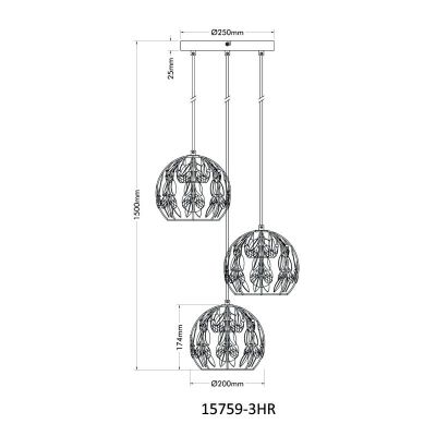 Globo Lighting Mika lampa wisząca 3x40 W czarna 15759-3HR