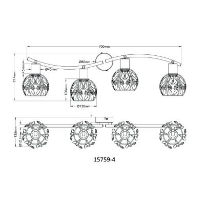Globo Lighting Mika lampa podsufitowa 4x25 W czarna 15759-4