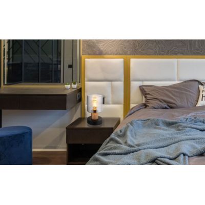 Globo Lighting Aleidis lampa stołowa 1x25 W czarna/przydymiona 15768T