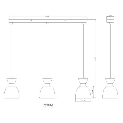 Globo Lighting Massey lampa wisząca 3x40 W czarna/przydymiona 15769S-3