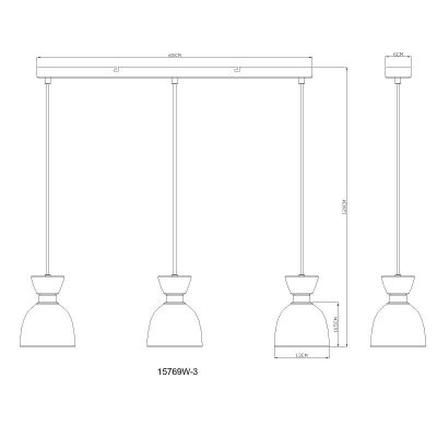 Globo Lighting Massey lampa wisząca 3x40 W biała 15769W-3