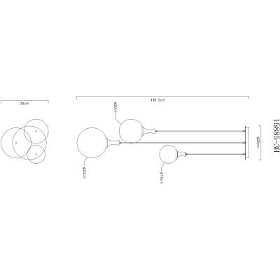 Globo Lighting Dalton lampa wisząca 3x10 W czarna-przydymiona 15885-3H