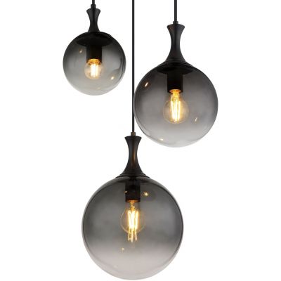 Globo Lighting Dalton lampa wisząca 3x10 W czarna-przydymiona 15885-3H