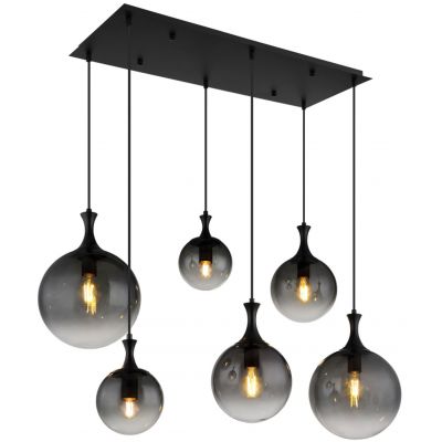 Globo Lighting Dalton lampa wisząca 6x10 W czarna-przydymiona 15885-6H