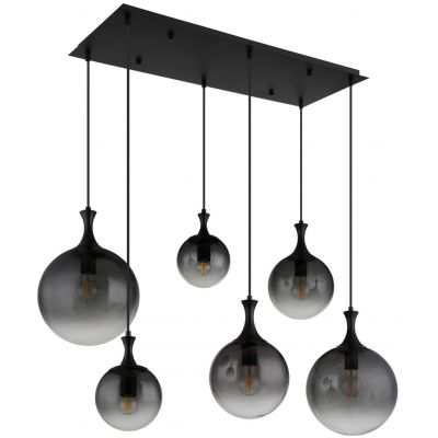 Globo Lighting Dalton lampa wisząca 6x10 W czarna-przydymiona 15885-6H