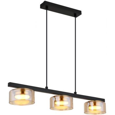 Globo Lighting Higgins lampa wisząca 3x6 W czarna-bursztynowa 16055-3HG