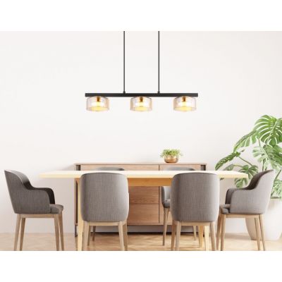 Globo Lighting Higgins lampa wisząca 3x6 W czarna-bursztynowa 16055-3HG