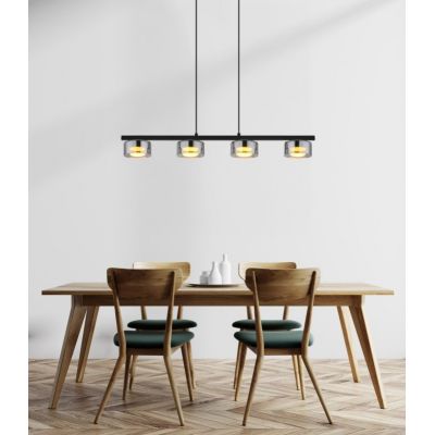 Globo Lighting Higgins lampa wisząca 4x6 W czarna/przydymiona 16055-4HS