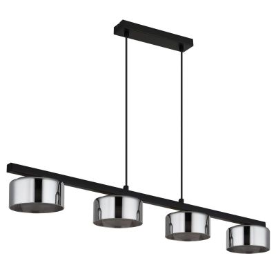 Globo Lighting Higgins lampa wisząca 4x6 W czarna/przydymiona 16055-4HS