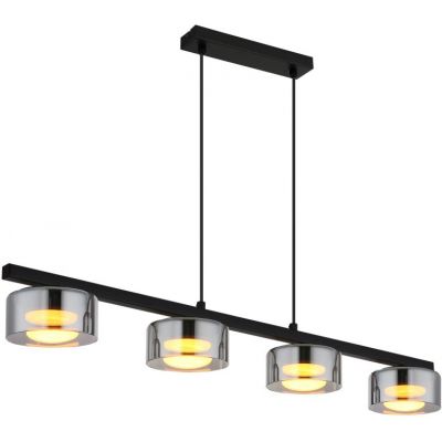 Globo Lighting Higgins lampa wisząca 4x6 W czarna/przydymiona 16055-4HS