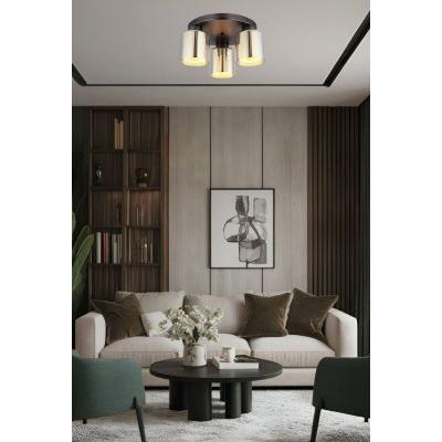 Globo Lighting Felicia lampa podsufitowa 3x60 W czarna/przydymiona 16056-3D