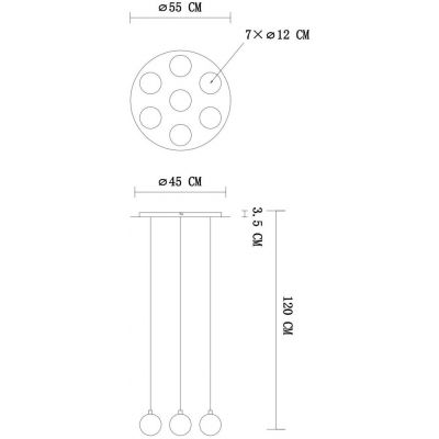 Globo Lighting Riha lampa wisząca 6x3,5 W czarna-przydymiona 56133-7H