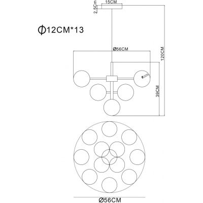 Globo Lighting Grappy lampa wisząca 13x13 W czarna-przydymiona 56143-13