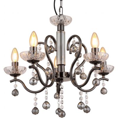 Globo Lighting Camila lampa wisząca 5x40 W czarna-kryształ 64134-5