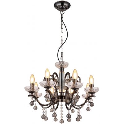 Globo Lighting Camila lampa wisząca 8x40 W czarna-kryształ 64134-8