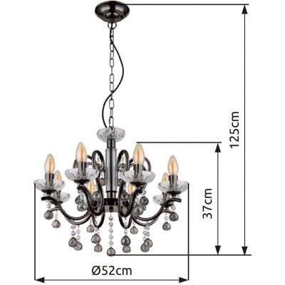 Globo Lighting Camila lampa wisząca 8x40 W czarna-kryształ 64134-8