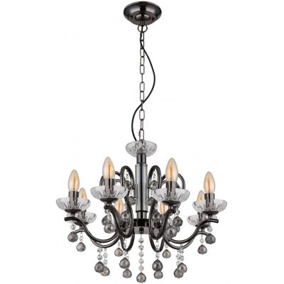 Globo Lighting Camila lampa wisząca 8x40 W czarna-kryształ 64134-8