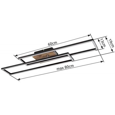 Globo Lighting Dakari lampa podsufitowa 1x30 W czarna-drewno 67208-30