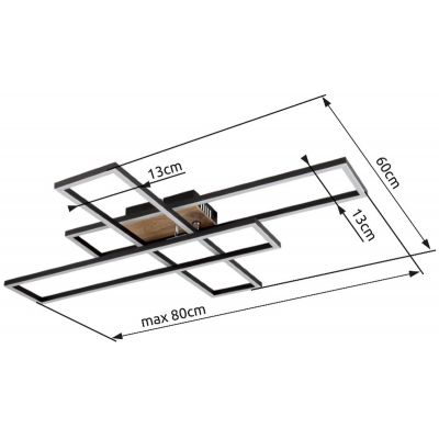 Globo Lighting Dakari lampa podsufitowa 1x40 W czarna-drewno 67208-40