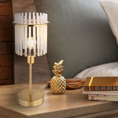 Globo Lighting Gorley lampa stołowa 1x40 W biała-przezroczysta-złota 15698TM