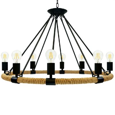Goldlux Arthur lampa wisząca 8x20 W czarna-beżowa 307927