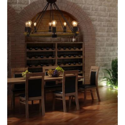 Goldlux Arthur lampa wisząca 8x20 W czarna-beżowa 307927