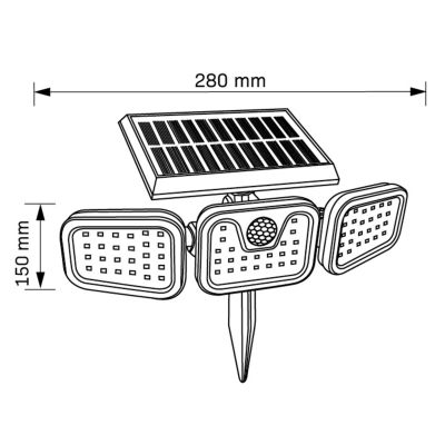 Goldlux Trio lampa solarna stojąca 3x0,6 W czarny 323125