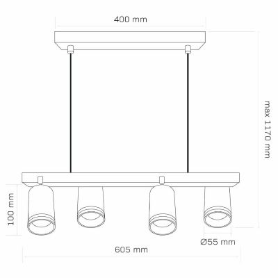 Goldlux Paris lampa wisząca 4x10 W czarna 325358