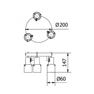 GTV Aralia lampa podsufitowa 3x20 W przydymiona OS-AR3G9-10